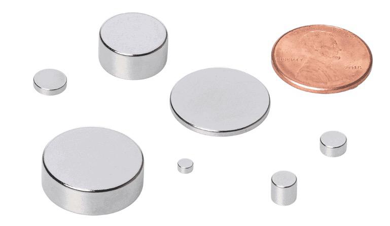 Sintered NdFeB magnets, actual size